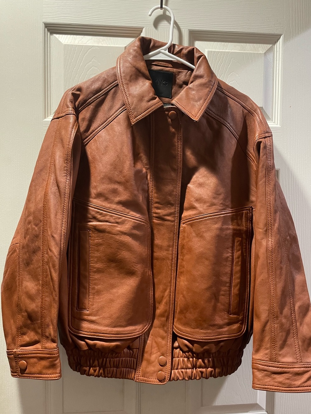 Mango Women’s Oversized Leather Jacket